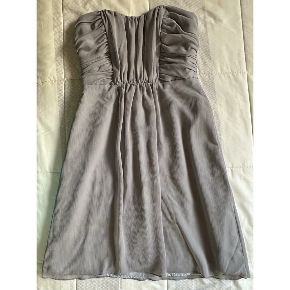 Jim Hjelm Occasions Gray Strapless Chiffon Dress Size 8